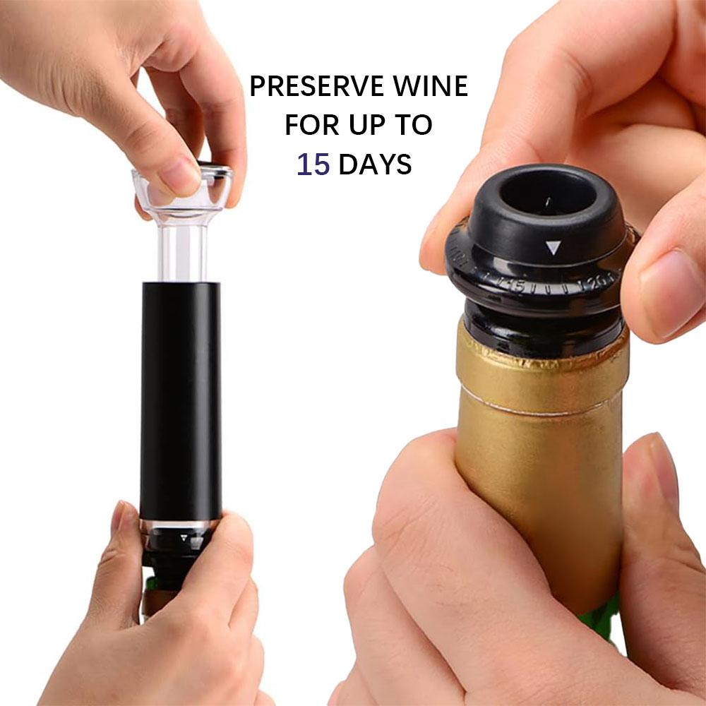Вакуумный насос для вина с пробкой для бутылок, силиконовая пробка для вакуумного уплотнения, вакуумный упаковщик Wine Saver Preserver, черный