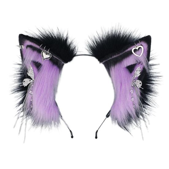 Плюшевый декор кошачьих ушей, повязка на голову для косплея, металлическая подвеска с кисточкой, обруч для волос ручной работы, гибкая проволока для любителей аниме, аксессуары для вечеринок