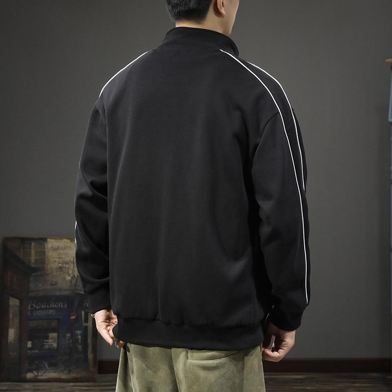 Осенне-зимний модный брендовый спортивный стиль повседневный кардиган на молнии свитер мужской свободный большой размер тяжелая ретро американская куртка с воротником-стойкой