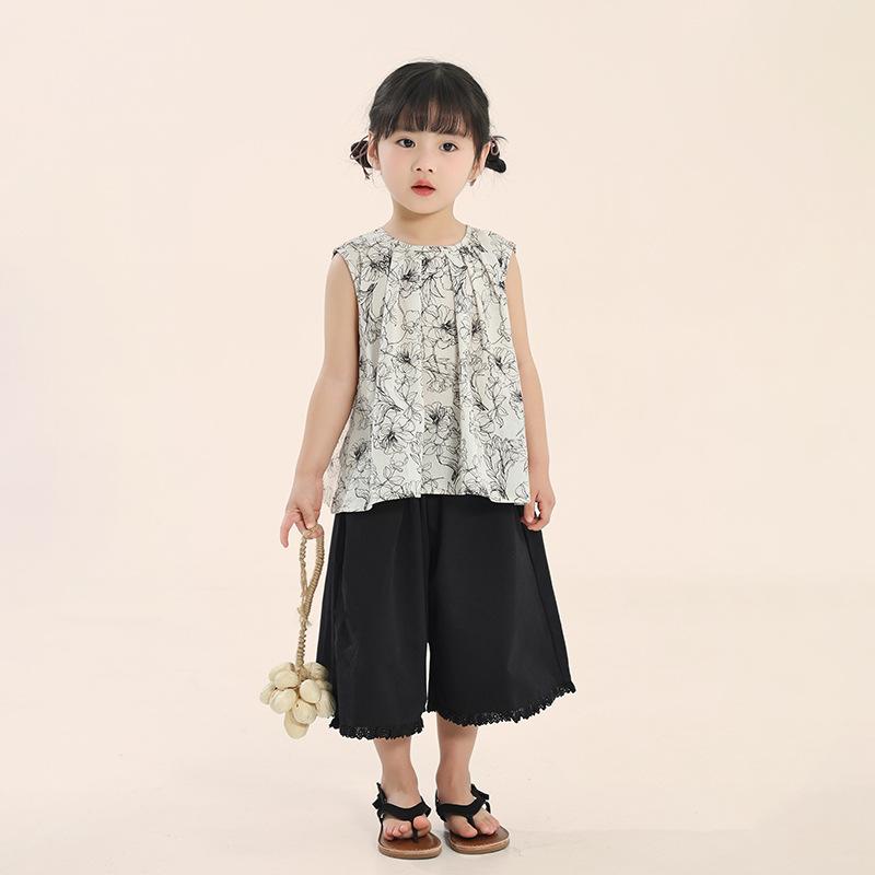 Summer Sleeveless Vest Tank Tops Shorts Set for Girls Tank Top + Shorts Kids 2 Piece Cotton Casual Outfits Set Toddler Baby Girl Cute Clothing Set