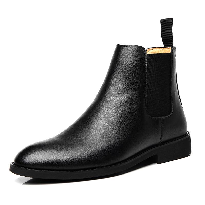 Spring/ Winter Elegant Chelsea Boots Leather Men Couple Shoes Size 35 47 Slip-On Dress Formal Boots Model Fashion Show222