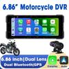 6.86'' Motorcycle DVR GPS Navigaton Wireless Carplay Android Auto Dash Cam IP67 Waterproof Dual Bluetooth Moto Monitor