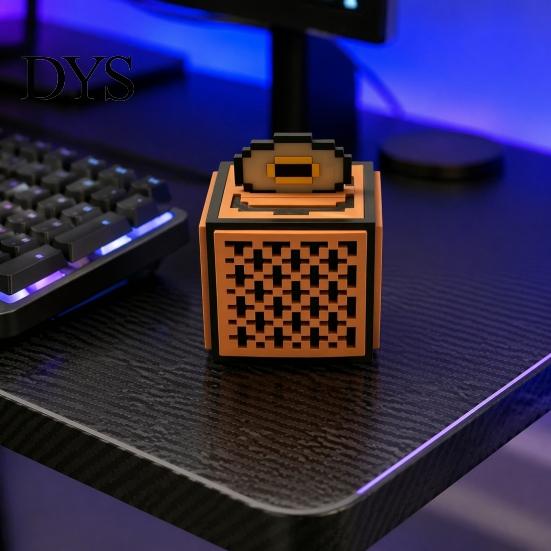 Pixel Art Decor Fidget Puzzle Cube Music Box, 3D Printed Game Toy Mechanical Box for Anxiety Relief, Small Musical Play Kids, Adults Unique