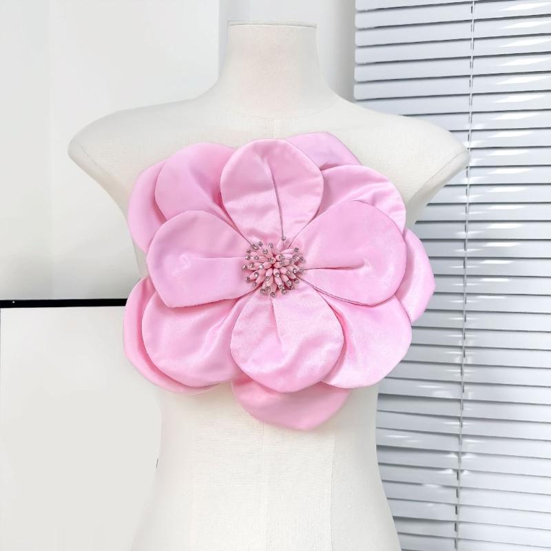 Multi Layer Soft Fabric Large Flower Brooch Stylish Breastpin for Dresses and Tops Floral Shaped Corsage Party Accessory