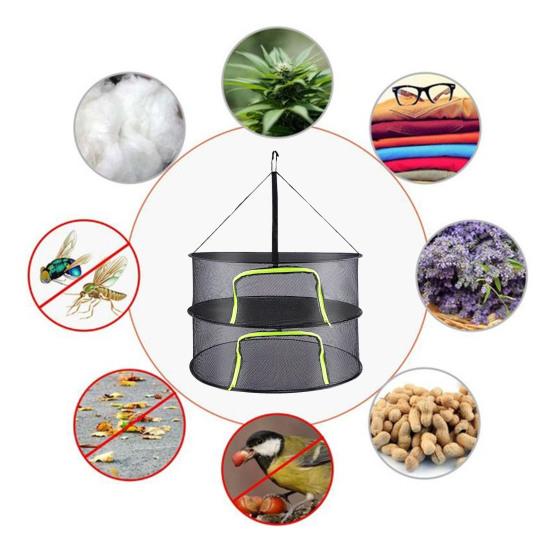 60 см складная сетка для сушки трав 2/4/6/8 слоев круглая сетка для сушки растений корзина с молнией прочная для использования в помещении и на открытом воздухе многоцелевая подвесная трава