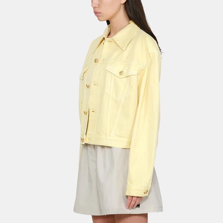 We11done Ss21 Long Sleeve Cotton Short Denim Jacket Unisex Jacket Yellow WD-DJ0-21-321-U-YE