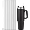 [6 Straws + 1 Brush] Hydro Flask Compatible Straws, Durable, Clear Plastic, Reusable, Easy To Carry, Includes Cleaning Brush, Hygienic, Stylish, Resta