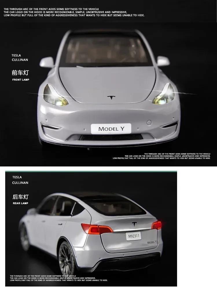 WSGR9 1:24 Tesla Model Y Model 3 Model S Metal Alloy Diecast Toy Car Model Sound And Light Children's Toy Collectibles Birthday Gifts