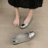 Silver Single Shoes Spring New Late Flat Shoes Women's Shoes