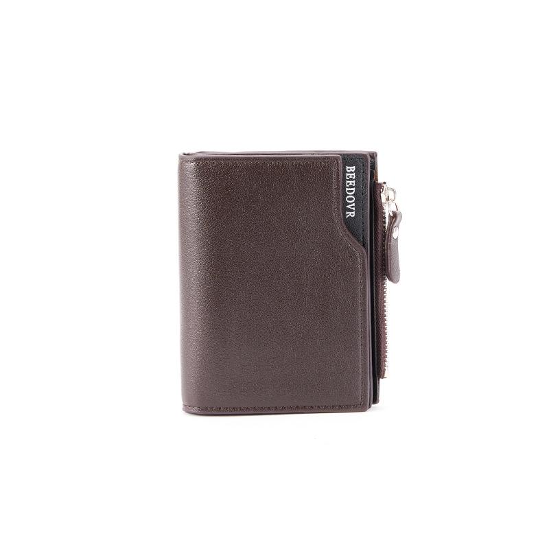 Men's Zipper Short Anti-theft Wallet Multi-card Fashion Vertical Mini Snap Coin Purse