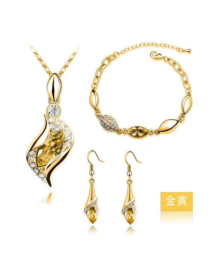 Новая Мода Кристальное Ожерелье Браслет Серьги Циркониевые Наборы для Женщин Conjuntos De Joyeria