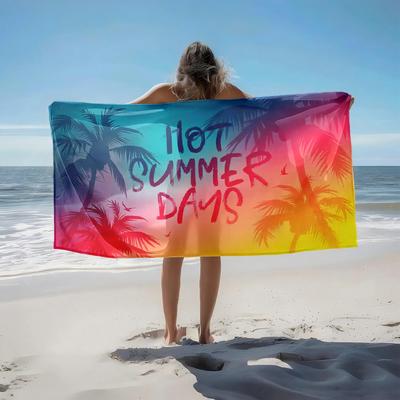 1pc Tropical Vibes Hot Summer Days 2D Printed Microfiber Beach Towel, Quick Dry Super Absorbent. Great for Beach, Pool
