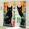 2pcs Artistic Cat Printed Curtain For Home Decor, Rod PocketWindow Treatment, For Bedroom, Office, Kitchen, Living Room,AndStudy