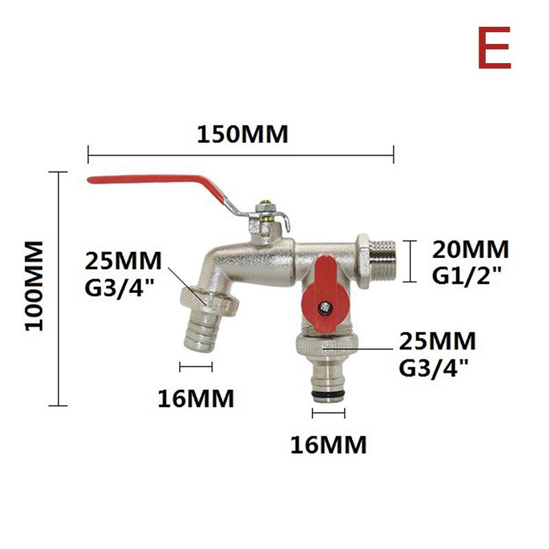 1 шт. двойной водопроводный кран 1/2'' 3/4'' соединитель для разветвителя воды, соединительный адаптер, переключатель клапана, садовый шланг, соединение крана для полива