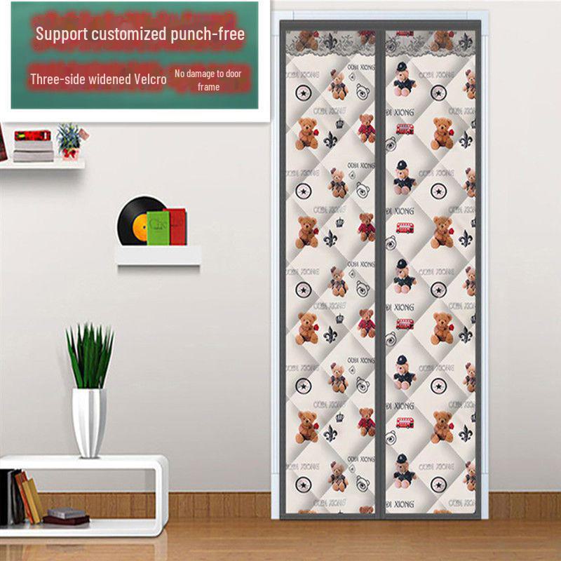 Зимняя хлопковая утепленная дверная штора - утолщенная, ветрозащитная, теплая