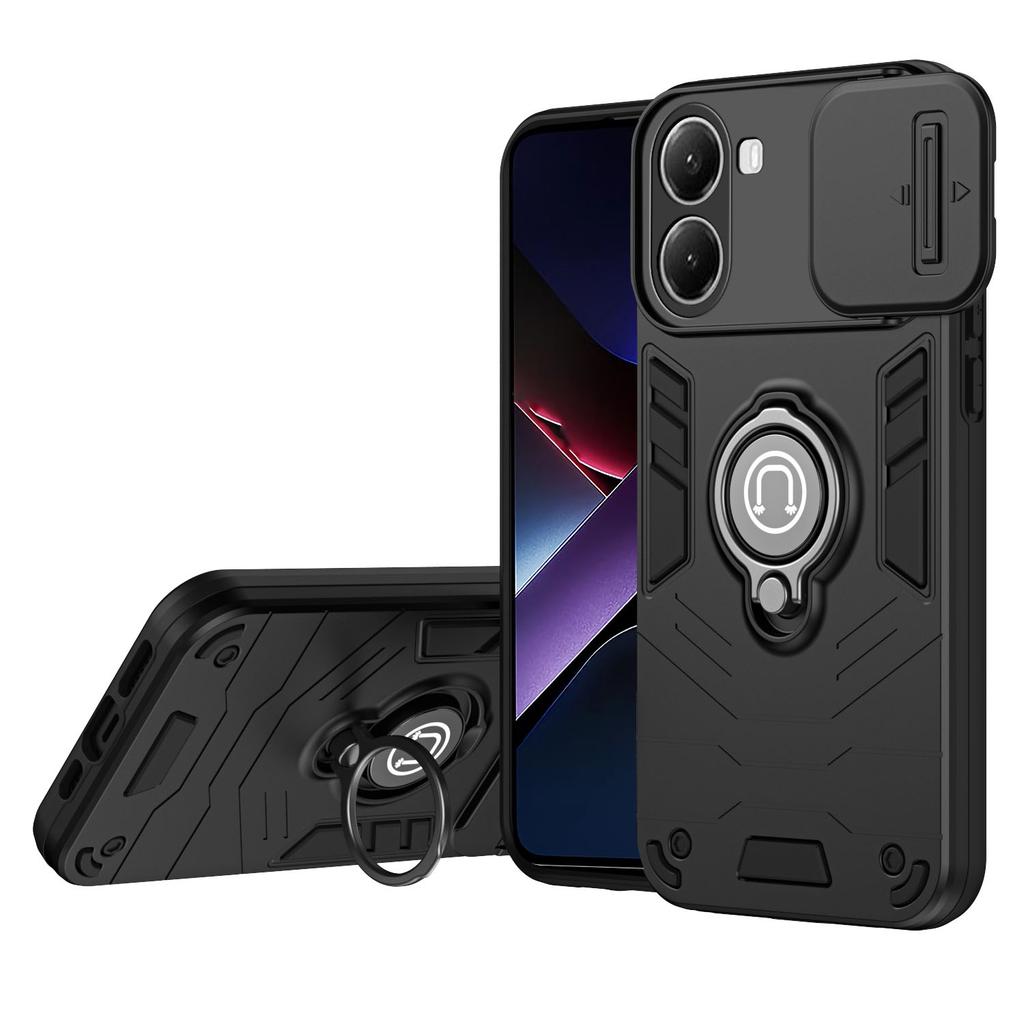 Чехол для Xiaomi Poco X7 Pro 5G/Redmi Turbo 4 5G Slide Camshield Подставка PC+TPU Чехол для телефона