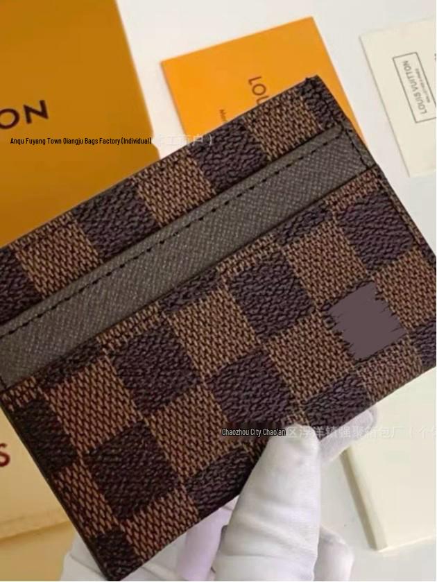 Винтажный клетчатый маленький кошелек для нескольких карт с логотипом