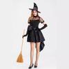 Черный сексуальный сетчатый костюм ведьмы с ласточкиным хвостом, костюм ведьмы для вечеринки на Хэллоуин