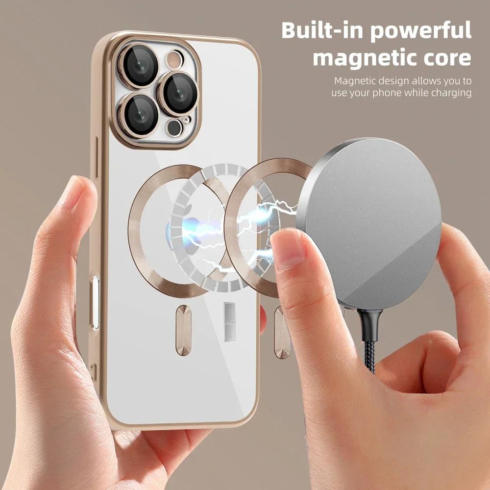 2 in 1 Detachable Card Holder Magnetic Wireless Charging Phone Cover For Magsafe Case for iPhone 16 Pro Max 15 Plus 14 13 12 11