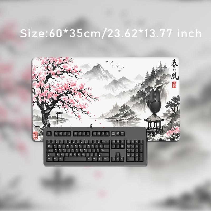 Mouse Pad Sakura Temple Ink Landscape Gaming printon demand Mousepad XXL Mechanical Keyboard Pad Non-Slip Soft Carpet Mice Pad
