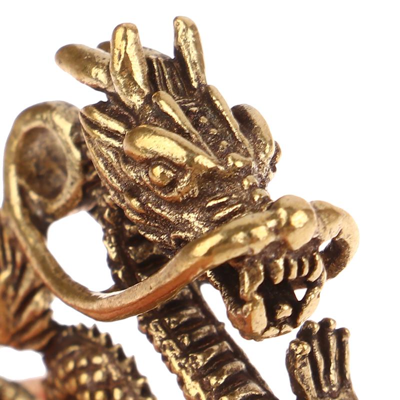 1Pc Retro Brass Dragon Figurine Decor Wealth Prosperity Chinese Style Ornament Dragon Luck Animal Fengshui Vintage Decors