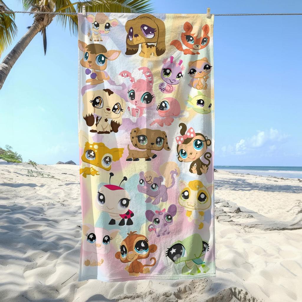 Полотенце для пляжа Littlest Pet Shop, пляжное полотенце с рождественским принтом, разноцветный узор, подходит для пляжа и бассейна, Изысканное