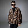 Women Leopard Print Cape Shawl With Belt, Casual Warm Wrap Poncho Coat For Autumn Winter