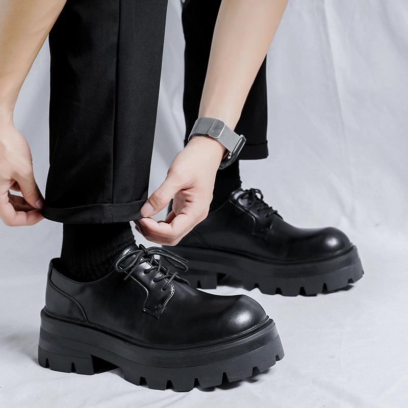 Fashion Men Casual Leather Derby Shoes Thick Bottom Handmade Designers Lace-Up Business Shoes Brand Classic Antiskid Formal Shoe