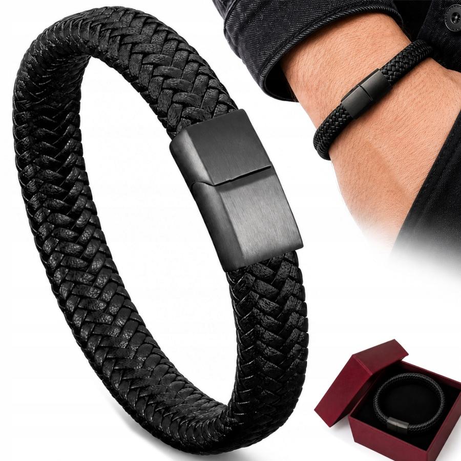 Men' Braided Leather Bracelet TITANIUM Gift Wrist Bracelet