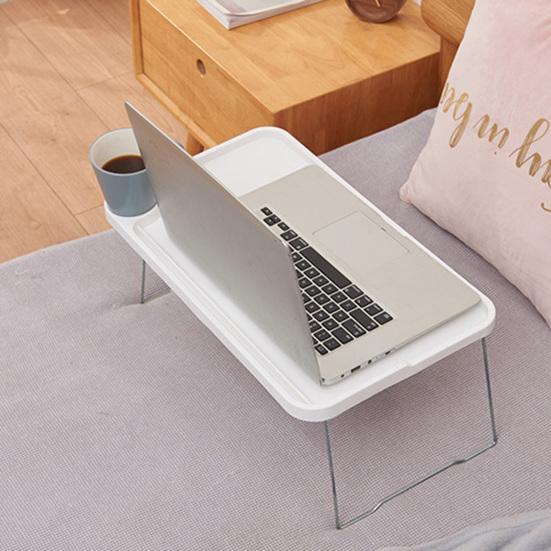 Folding Laptop Table with Non-slip Legs High Stability Strong Load-bearing Portable Collapsible Bed Table with Cup