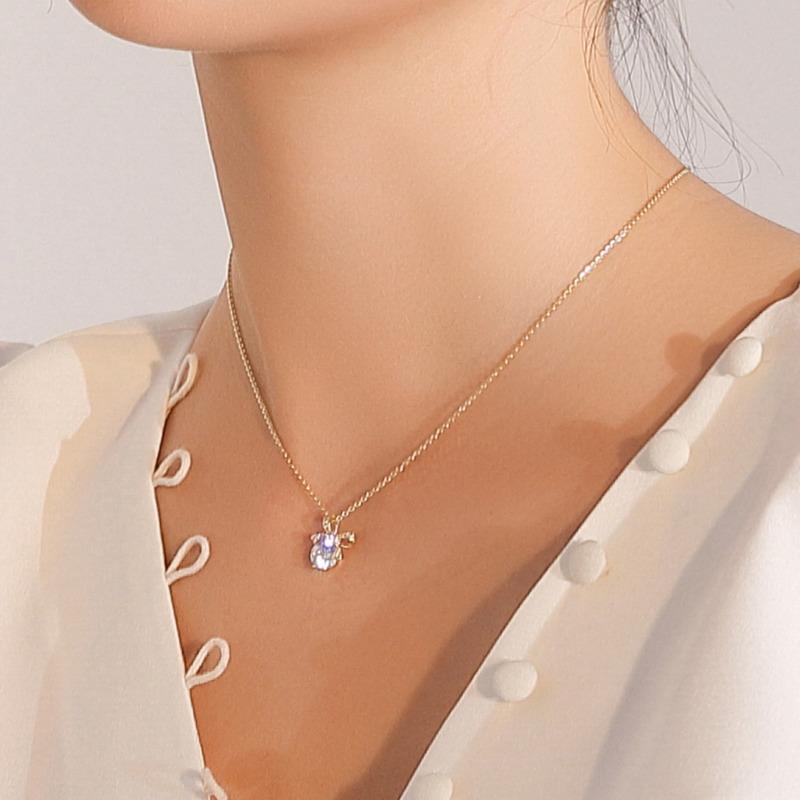 POMOiii Темперамент, корейский бант, кулон, цепочка на ключицу, женская мода, простое ожерелье для женщин, очаровательное свадебное обручальное ювелирное изделие, новинка, модное