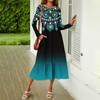 Women's  Printed Casual Dress Spring Autumn Pocket Round Neck Long Sleeve Dresses