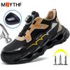 Rotating Button Work Shoes Men Breathable Safety Shoes Composite Toe Protection Shoes Work Sneakers Puncture-Proof Men Boots