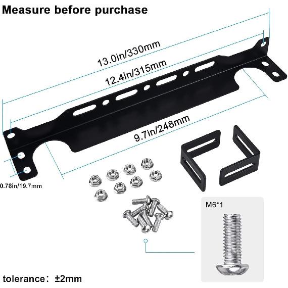 EVIL ENERGY Oil Cooler Mounting Bracket Kit 330Mm / 13 Inch Aluminum Alloy Black (Only Fit For British-Style Oil Cooler)