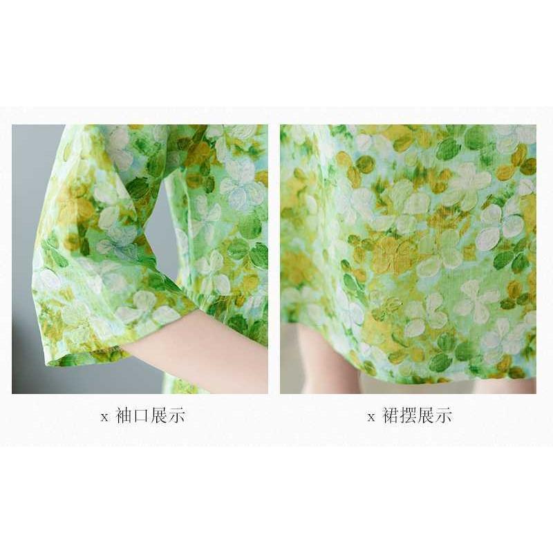 Летние новые литературные женские платья большого размера с круглым вырезом и рукавом пять минут, уменьшающие возраст