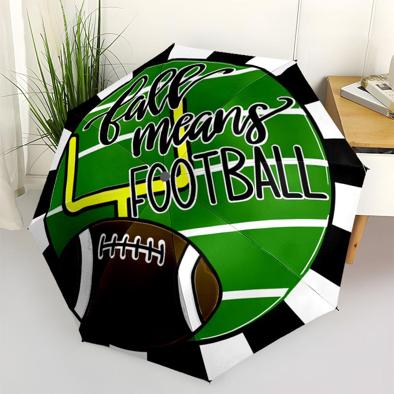 Football Game Day Fun Compact Travel Automatic Umbrella Retractable Design with 8-Rib Durability Durable Plastic & Iron All-Season Travel