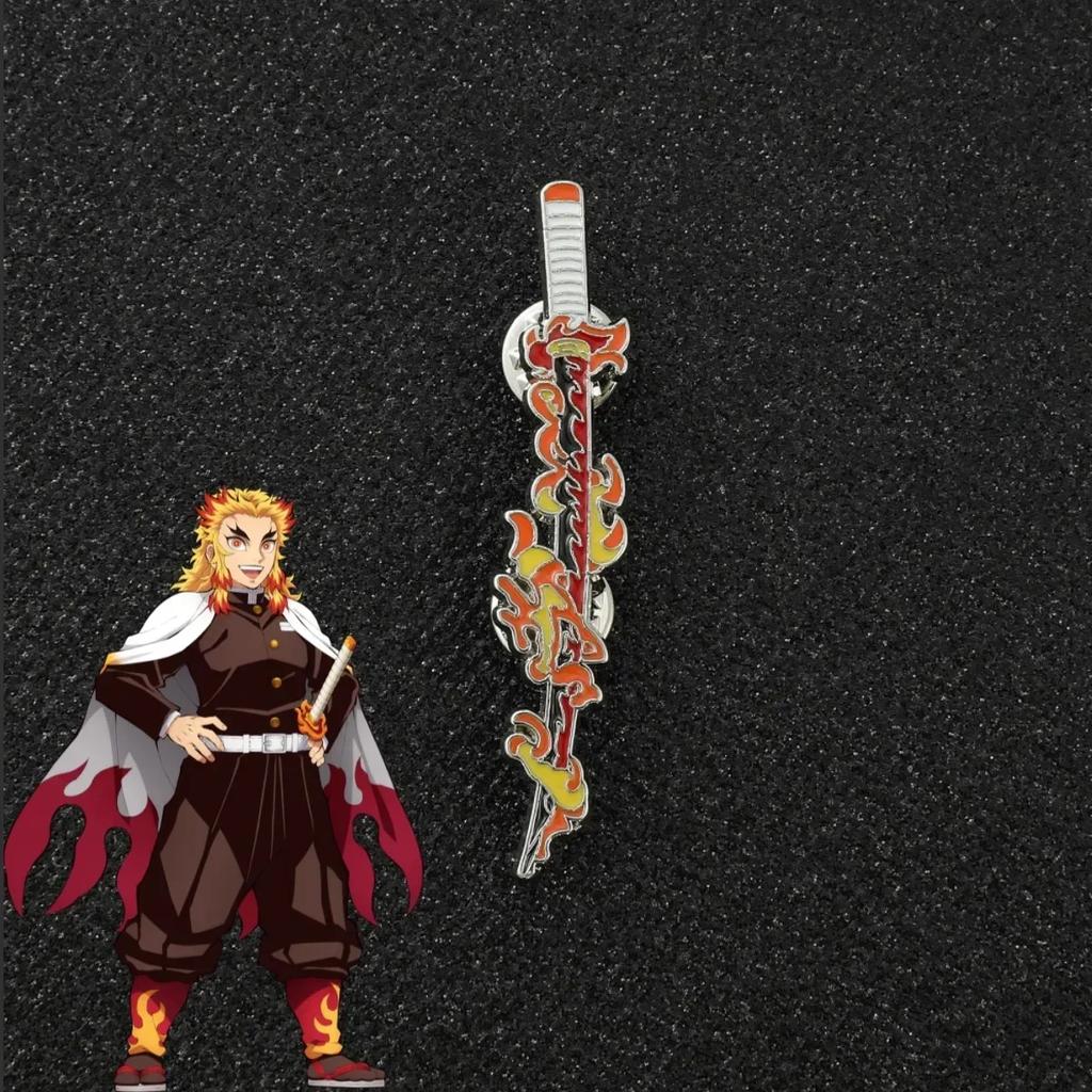 Значки-мечи Истребителя демонов Kimetsu No Yaiba Металлическая катана Аниме аксессуары Значок Броши Шинобу Эмалевый пин на рюкзак подарок Тандзиро