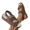 Large size thick-soled one-word double-breasted with sandals, summer new comfortable Velcro women's shoes