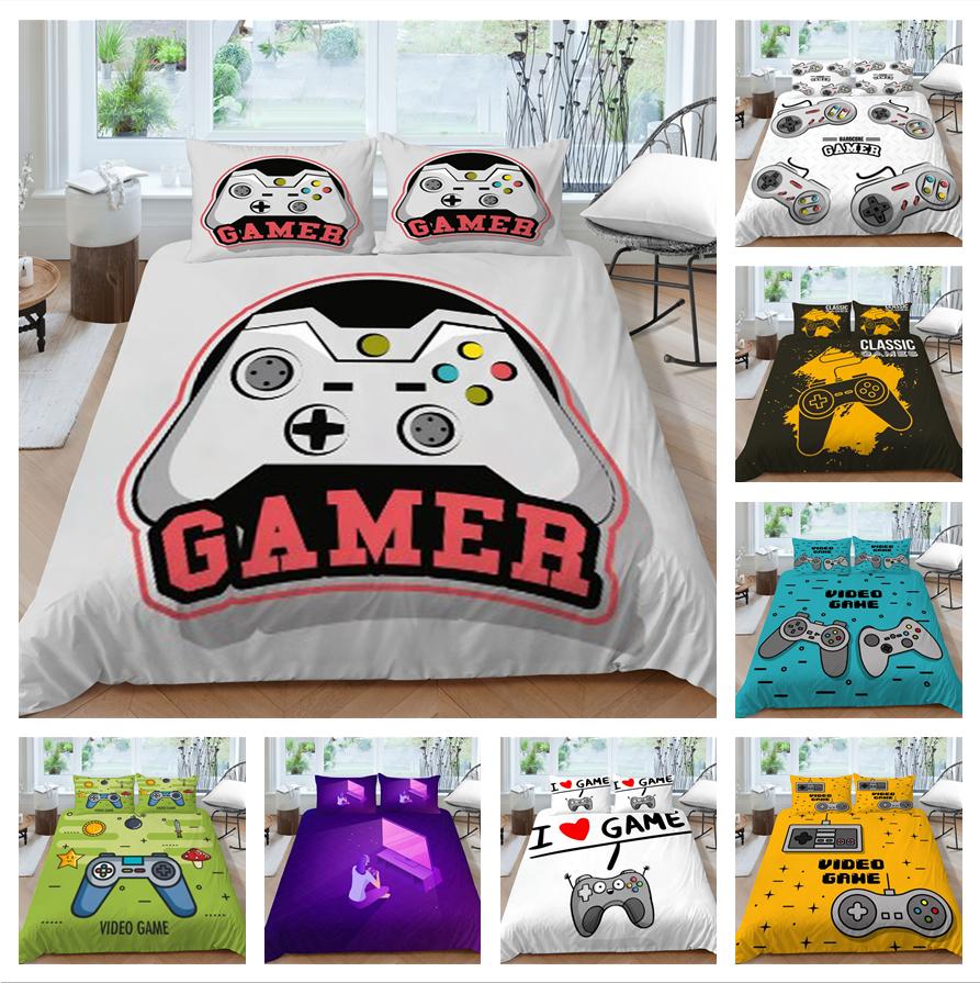 3D Game Handle Pattern Luxury Home Bedding Set Full Size Quilt Cover and Pillowcase for Boys and Men Game Lovers Room Bedroom Bedding