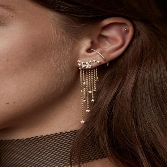 Звезда кисточкой мотаться уха куртка женщин ювелирные изделия коктейль банкетные серьги