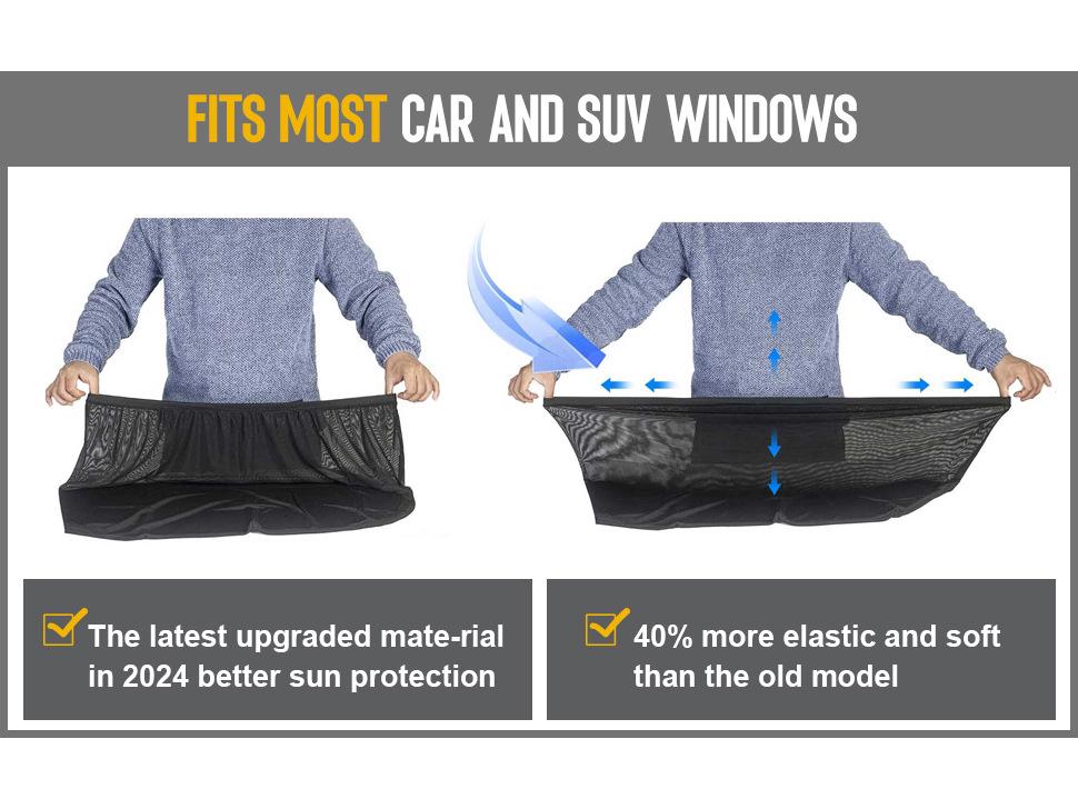 Универсальная выдвижная шторка-солнцезащитный козырек на автомобильное окно - Эластичная сетка для кемпинга и многого другого