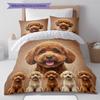 Poodle Marejus Dog Pattern Bedding Quilt Set Quilt Cover Pillowcase Home Decoration Gift (1 * duvet cover + 2 * pillowcase, without core)