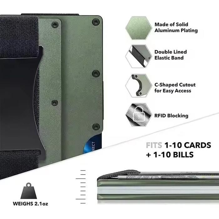 Portefeuille - Aluminium - Blocage RFID - 10 cartes - Doré