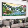 5d Diamond Painting Mosaic Art New Living Room Water Generating Money Landscape Diamond Embroidered Full Diamond Hand Spot Stick Diamond Cross Stitch