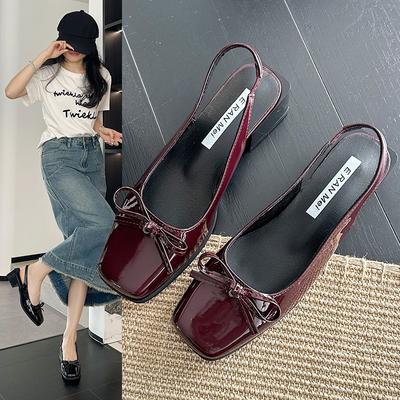 Новый стиль Популярные женские туфли на высоком каблуке с открытым носком и пряжкой, с французским бантом, удобные, модные женские туфли Zapatos Mujer