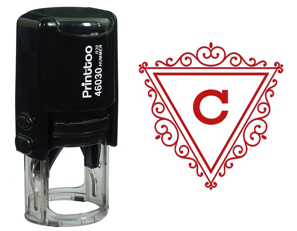 Printtoo C Алфавит Вихревой Граница Треугольник Монограмма Начальная Самостоятельная Краска Резиновая Штамп Офис