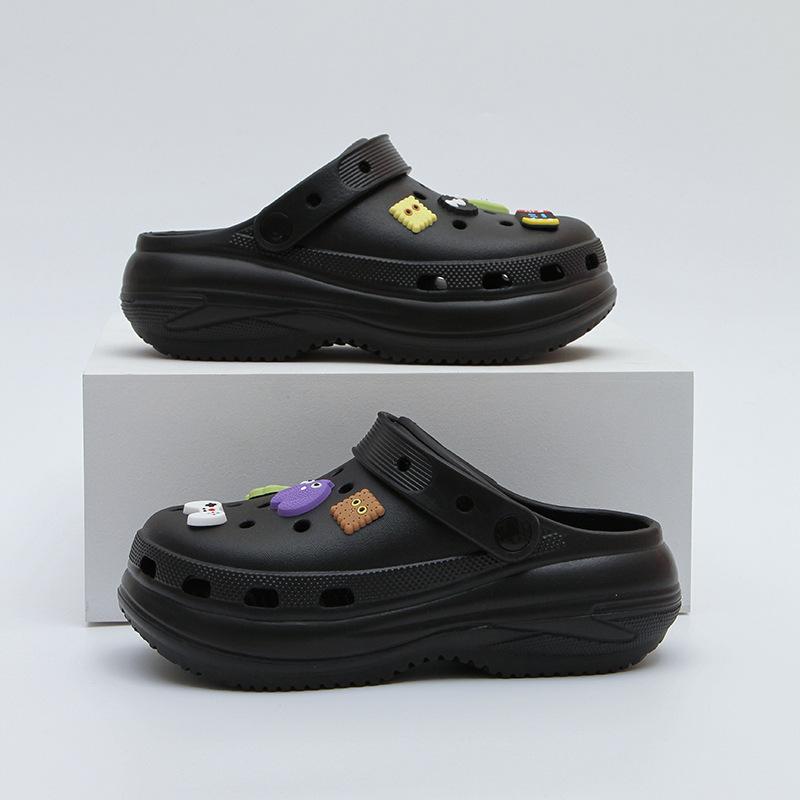 Женские сандалии на толстой подошве с отверстиями, новинка лета, увеличивающие рост, пляжные, для моря, сумка-голова, полушлепанцы женские