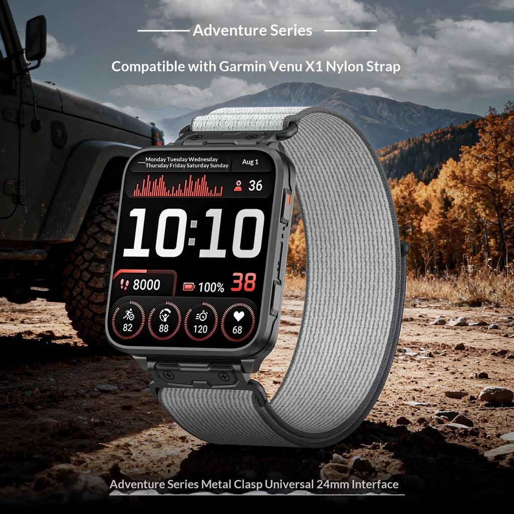 Для Garmin Venu X1 Нейлоновый ремешок-петля с металлическим коннектором Быстросъемный Дышащий ремешок для часов