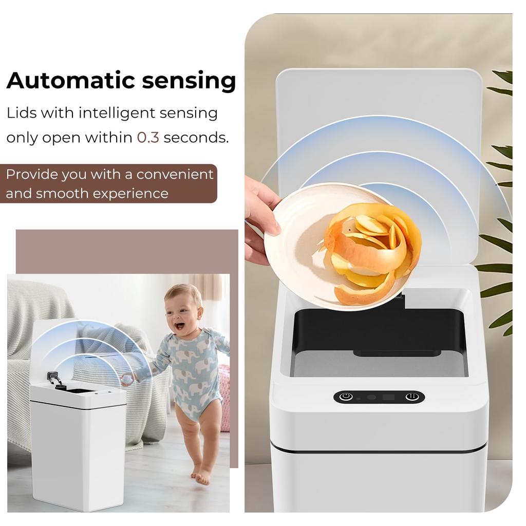 Мусорное ведро для ванной с крышкой 12 литров умное с датчиком движения крышки мусорное ведро водонепроницаемое узкое маленькое мусорное ведро для кухни