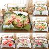Rose Flower Bedding Set 4Pcs Pink Red Duvet Cover 200X230 For Double Bed 3D Bedsheet 230X230 Pillowcase Full Size Thin Fabric